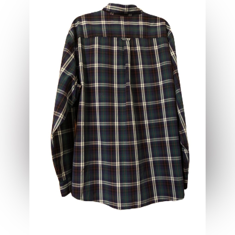 Chaps Men’s XXL Navy/Green Plaid Long Sleeve Shirt - Picture 2 of 6